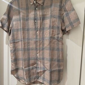 Billy Reid Casual Button Down Shirt - Blue and Tan Plaid